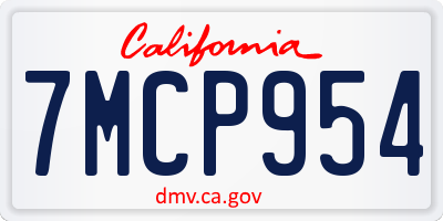 CA license plate 7MCP954