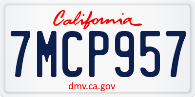 CA license plate 7MCP957