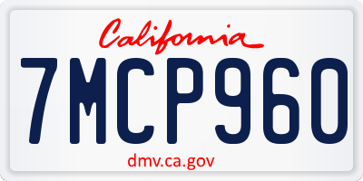 CA license plate 7MCP960