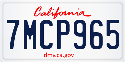 CA license plate 7MCP965