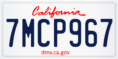 CA license plate 7MCP967