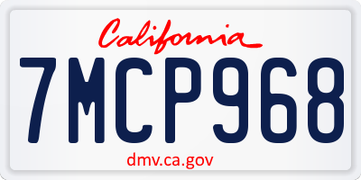 CA license plate 7MCP968