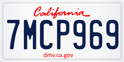 CA license plate 7MCP969