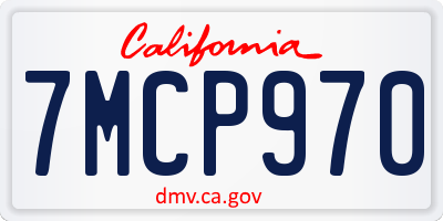 CA license plate 7MCP970