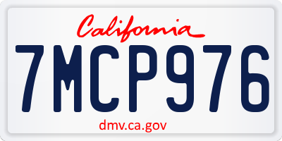 CA license plate 7MCP976