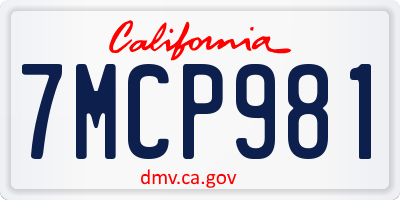 CA license plate 7MCP981