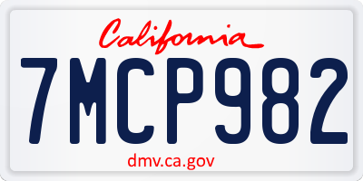 CA license plate 7MCP982