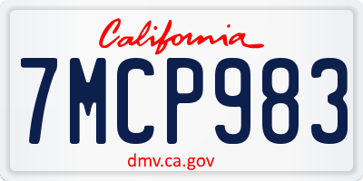CA license plate 7MCP983