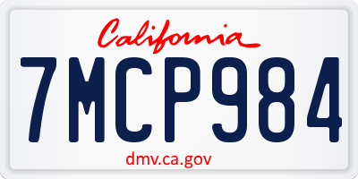 CA license plate 7MCP984