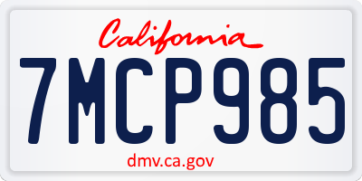 CA license plate 7MCP985