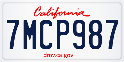 CA license plate 7MCP987