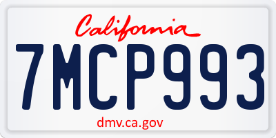 CA license plate 7MCP993