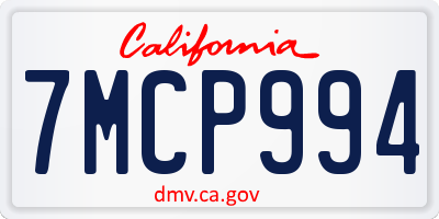 CA license plate 7MCP994
