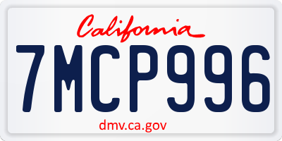 CA license plate 7MCP996