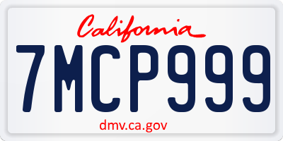 CA license plate 7MCP999
