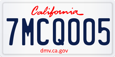 CA license plate 7MCQ005