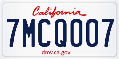 CA license plate 7MCQ007