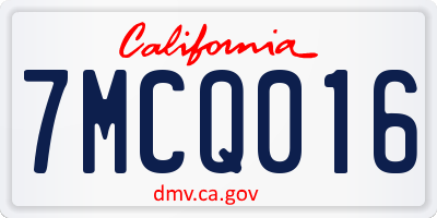 CA license plate 7MCQ016