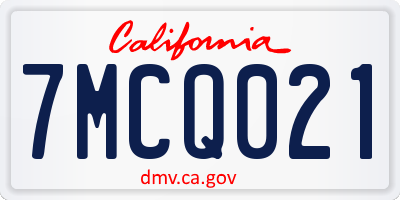 CA license plate 7MCQ021