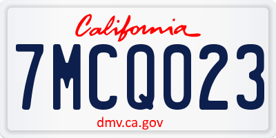 CA license plate 7MCQ023