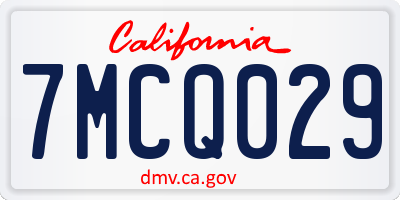 CA license plate 7MCQ029