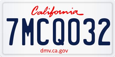 CA license plate 7MCQ032