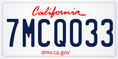 CA license plate 7MCQ033