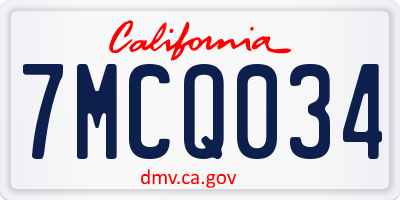 CA license plate 7MCQ034