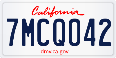 CA license plate 7MCQ042
