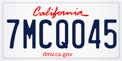 CA license plate 7MCQ045