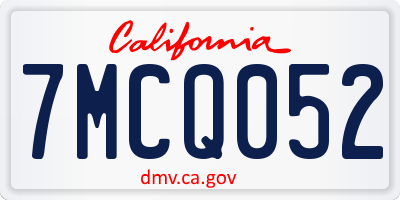 CA license plate 7MCQ052