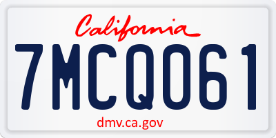 CA license plate 7MCQ061