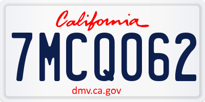 CA license plate 7MCQ062