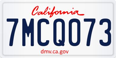 CA license plate 7MCQ073
