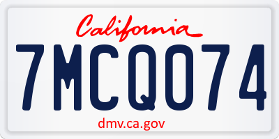 CA license plate 7MCQ074