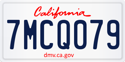 CA license plate 7MCQ079