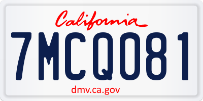 CA license plate 7MCQ081