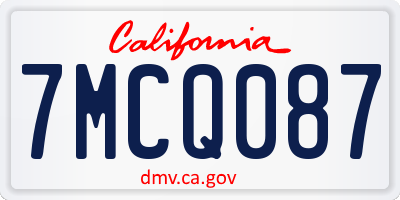 CA license plate 7MCQ087