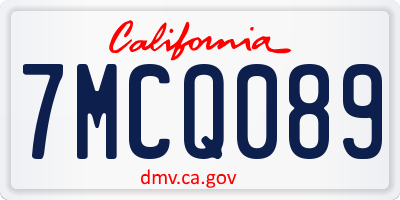 CA license plate 7MCQ089