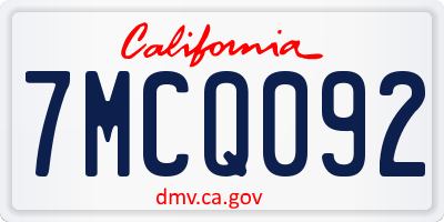 CA license plate 7MCQ092