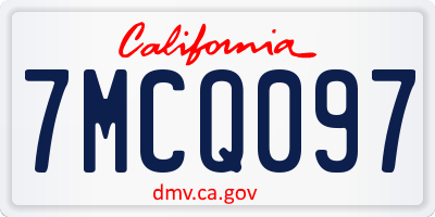 CA license plate 7MCQ097