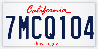 CA license plate 7MCQ104