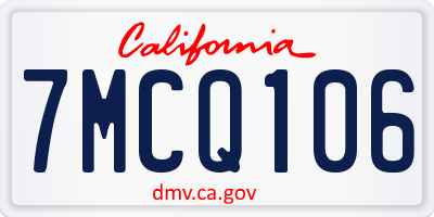 CA license plate 7MCQ106