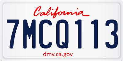 CA license plate 7MCQ113