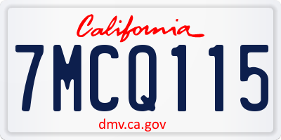 CA license plate 7MCQ115