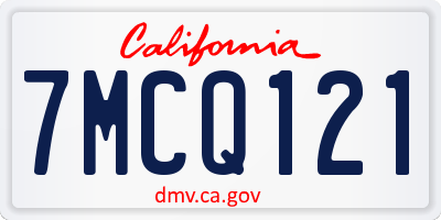 CA license plate 7MCQ121