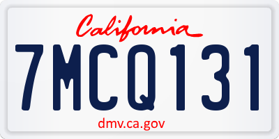 CA license plate 7MCQ131