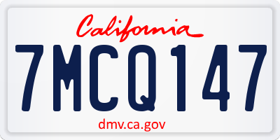 CA license plate 7MCQ147