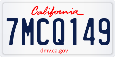 CA license plate 7MCQ149