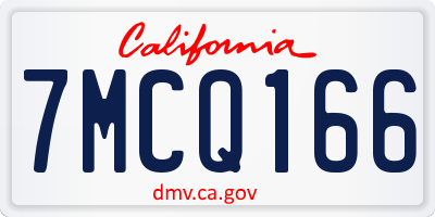 CA license plate 7MCQ166